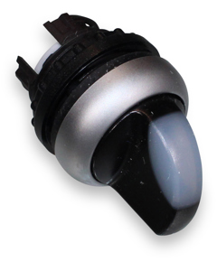 Illuminated selector switch front M22 0-1V white M22-WLKV-W